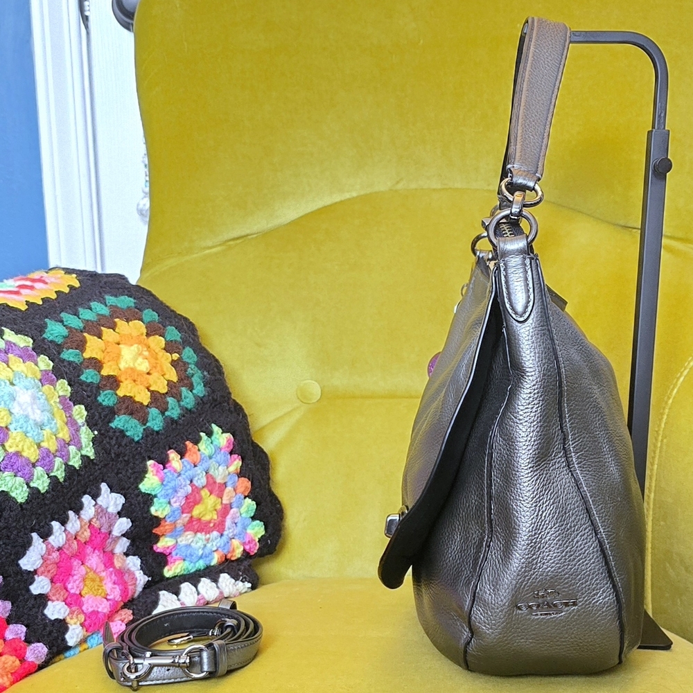 Coach Gunmetal Silver Turnlock Hobo Bag (24771) - Picture 3 of 6
